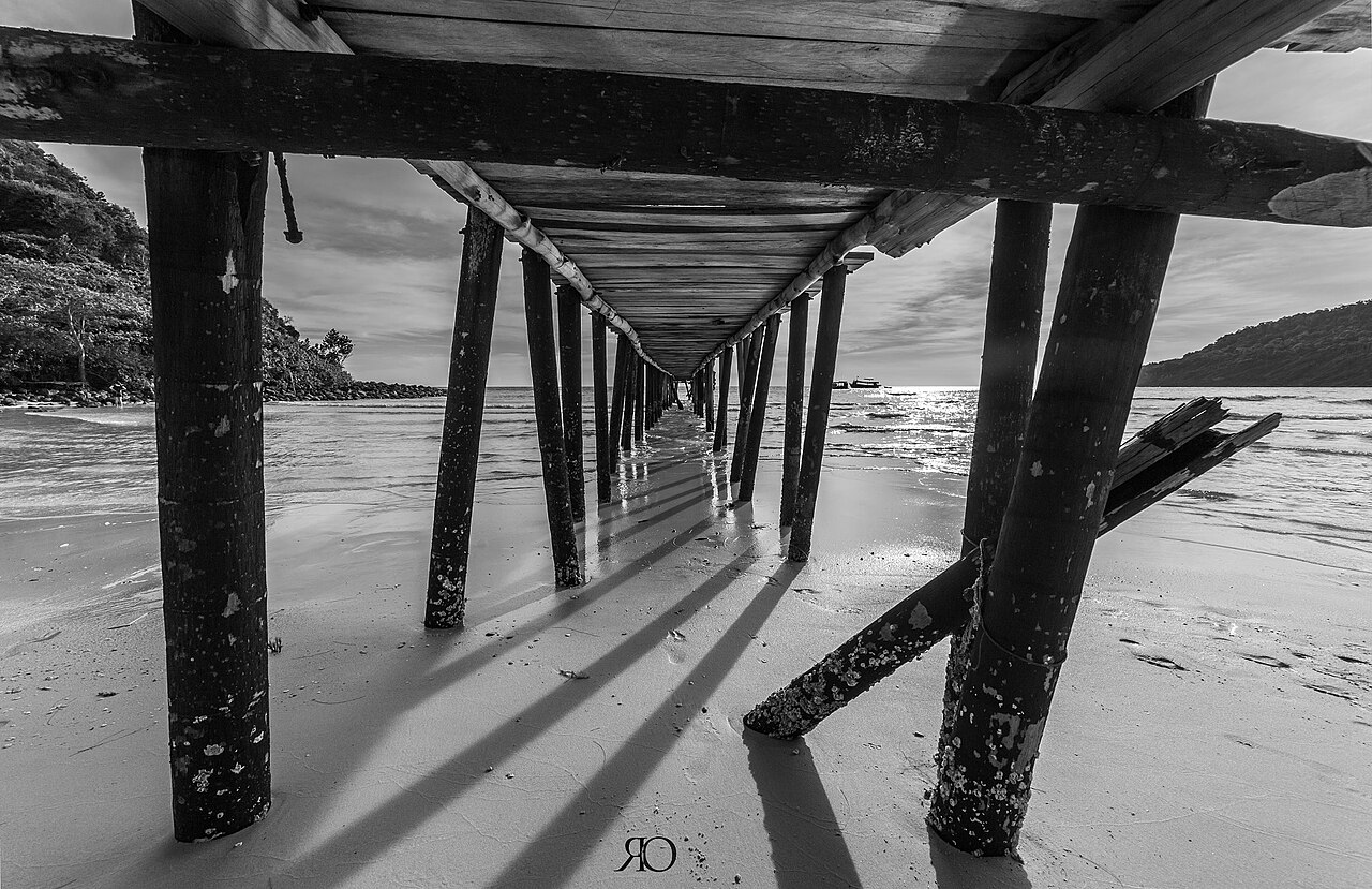 A small island landing pier in Cambodia
