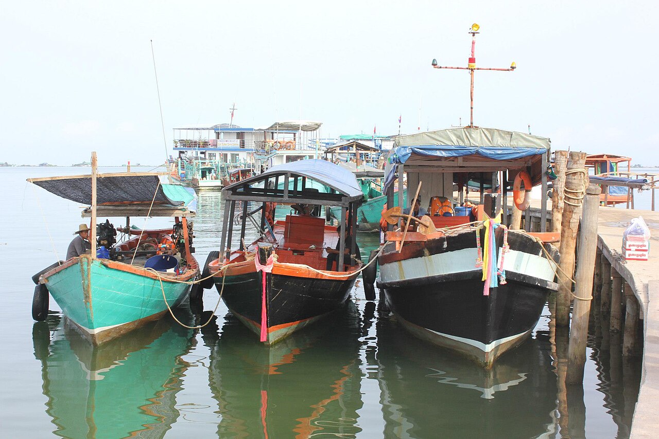Speed ferry near a Cambodian island